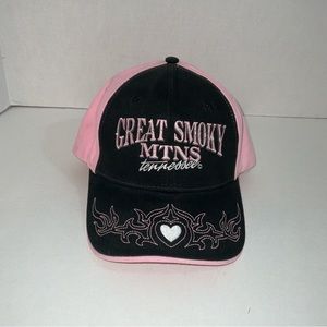 Pink Smokey Mountains Hat Embroidered Baseball Cap Gatlinburg Tennessee Heart !!